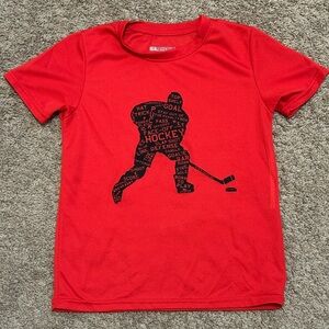 Hockey player with hockey words